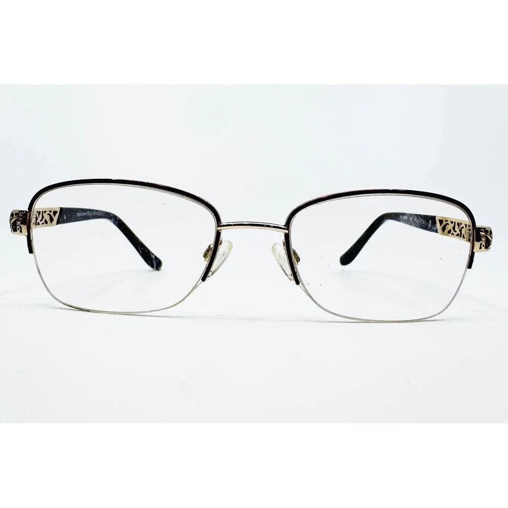 Sophia Loren Beau Rivage 63 Eyeglasses Womens Gold Half Rim Filigree 50-18-135